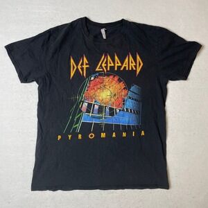 Def Leppard Pyromania T Shirt Mens‎ L Gildan Rock Band Concert Tee